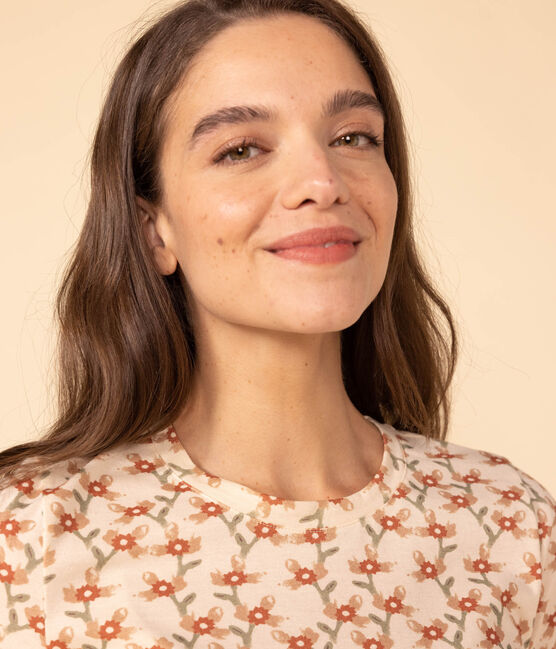 Tee-shirt LE DROIT col rond en coton Femme blanc AVALANCHE/ MULTICO