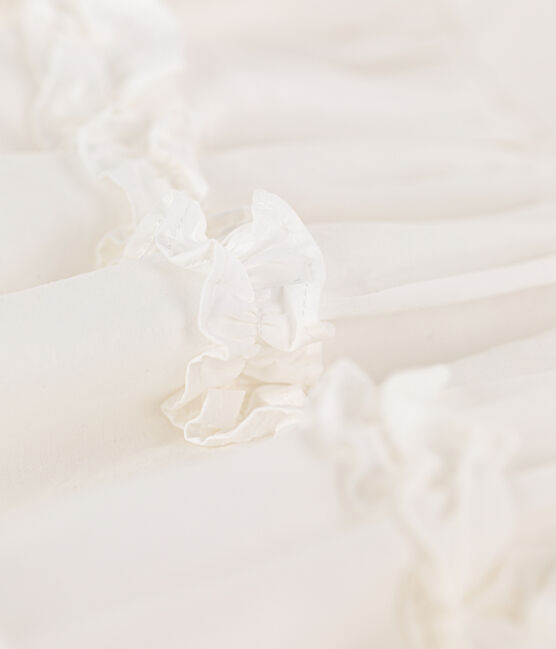 Robe manches courtes en popeline enfant fille blanc ECUME 1