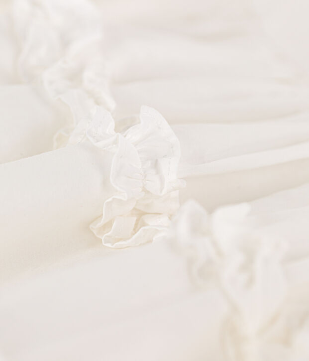 Robe manches courtes en popeline enfant fille blanc