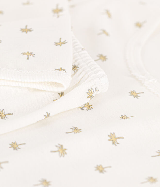 Pyjama palmiers en coton petite fille blanc/multicouleur
