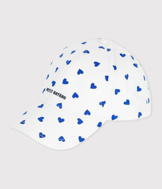Casquette enfant en serge imprimé cœurs blanc MARSHMALLOW/ CREPUSCULE