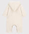 Combinaison longue grise chinée à capuche bébé en coton biologique beige MONTELIMAR CHINE