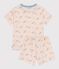 Pyjama short enfant en coton imprimé éléphants blanc MARSHMALLOW/blanc MULTICO