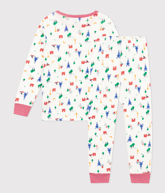 Pyjama imprimé motif Paris en coton enfant blanc MARSHMALLOW/bleu MEDIEVAL/ MULTICO