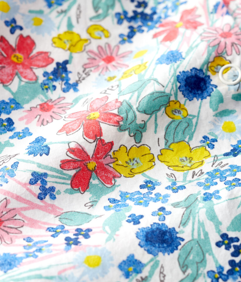 Blouse van popeline met korte mouwen voor meisjes wit/multicouleur