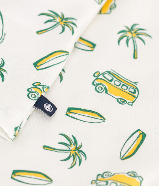 Katoenen T-shirt met korte mouwen en bootjesprint voor baby's wit MARSHMALLOW/ ORGE