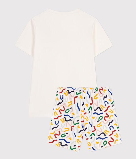 Pyjama short en coton junior blanc MARSHMALLOW/blanc MULTICO