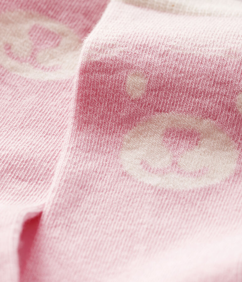 Chaussettes hautes b&eacute;b&eacute; rose MINOIS/blanc MARSHMALLOW