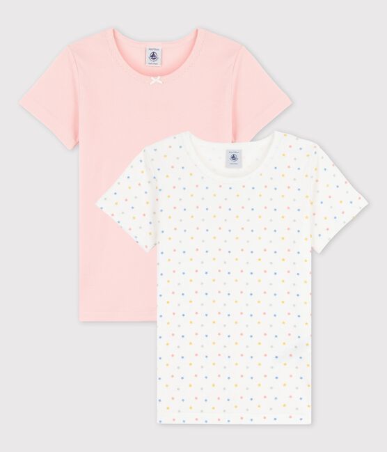 Lot de 2 t-shirts manches courtes mini étoiles petite fille en coton biologique variante 1