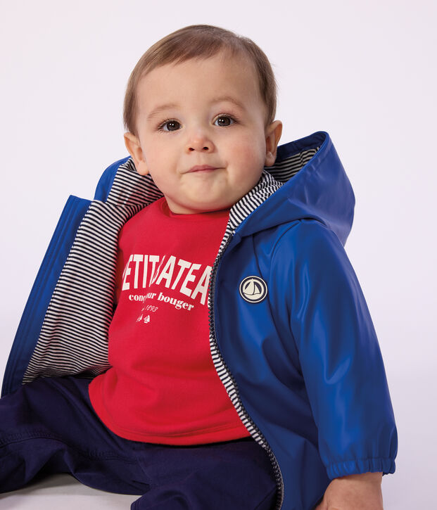 Blouson b&eacute;b&eacute; en PU uni bleu vif