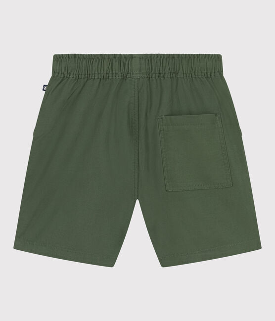 Katoenen en linnen keperstofshort voor kinderen groen CROCO