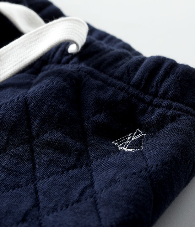 Pantalon b&eacute;b&eacute; gar&ccedil;on en tubique matelass&eacute; bleu