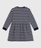 Robe enfant manches longues en coton bleu SMOKING/blanc MARSHMALLOW