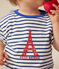 T-shirt met korte mouw van dunne jersey voor baby's wit MARSHMALLOW/blauw MEDIEVAL