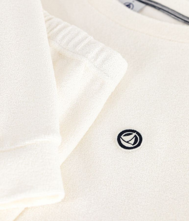 Pyjama femme en coton &eacute;ponge uni &eacute;cru