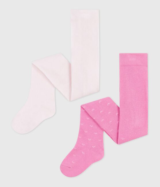 Lot de 2 paires de collants bébé en jersey de coton BOUDOIR/ FLEUR
