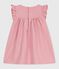 Robe bébé en coton sans manches unie et détails brodés au col rose CHARME