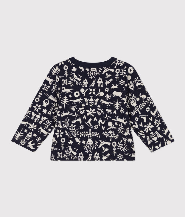 Cardigan en tubique matelass&eacute; imprim&eacute; b&eacute;b&eacute; bleu/&eacute;cru