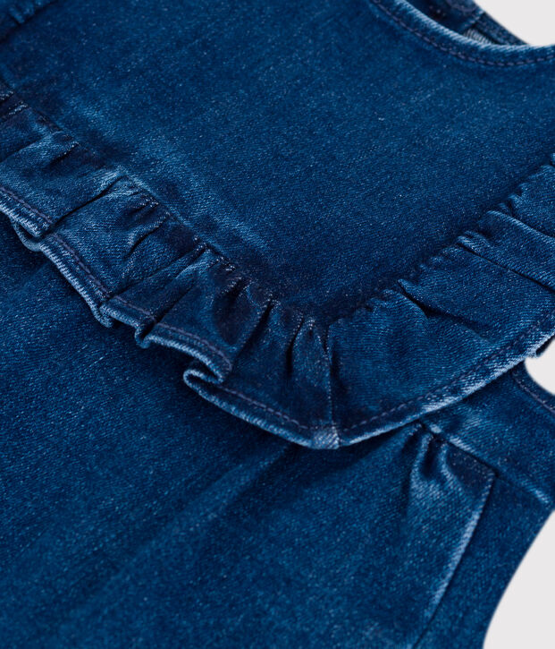 Jurk zonder mouwen in denim voor baby's blauw