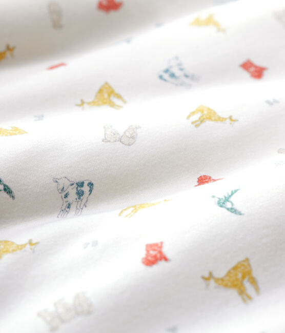 Gigoteuse bébé imprimé animaux colorés en coton biologique blanc MARSHMALLOW/blanc MULTICO