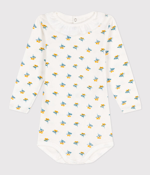 Katoenen babypakje met print en lange mouwen en kraagje wit/multicouleur