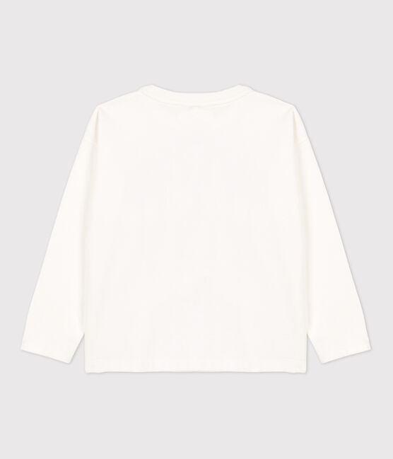 T-shirt met lange mouwen uit katoen voor meisjes wit MARSHMALLOW