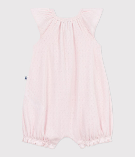 Combinaison courte bébé en coton uni rose FLEUR