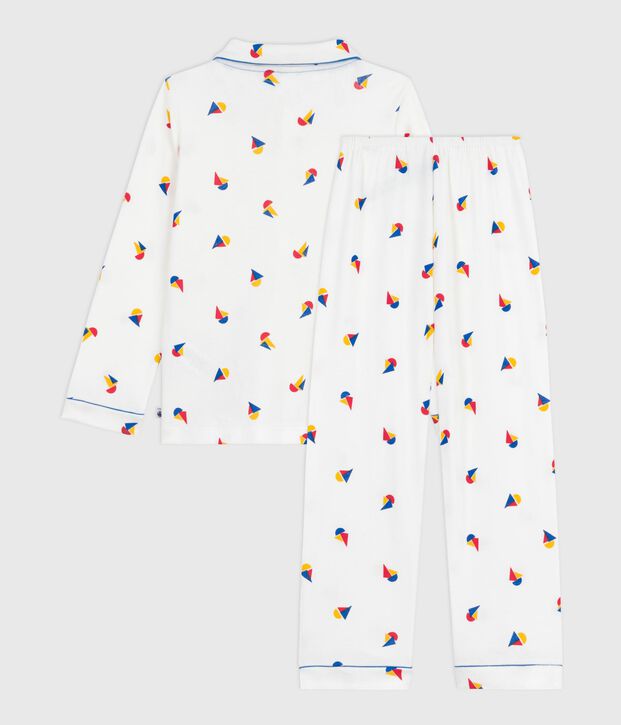 Katoenen geknoopte pyjama met print voor kinderen wit/blauw/multicouleur