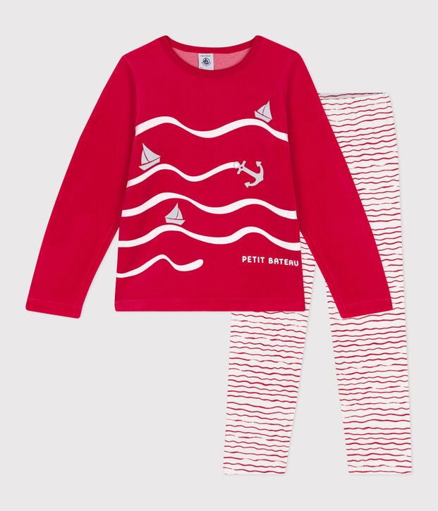 Pyjama en velours enfant rouge/multicouleur