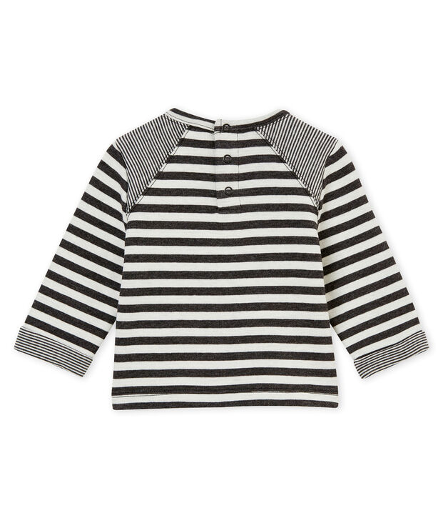 Gestreept tee-shirtvoor babyjongens grijs/wit