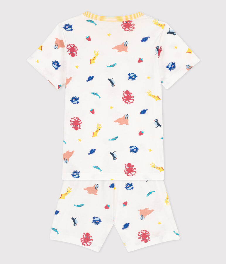 Lichtgevende korte pyjama in katoen voor kleine jongens/meisjes wit/multicouleur