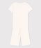 Pyjama petits cœurs petite fille en coton blanc MARSHMALLOW/ PAPAYE
