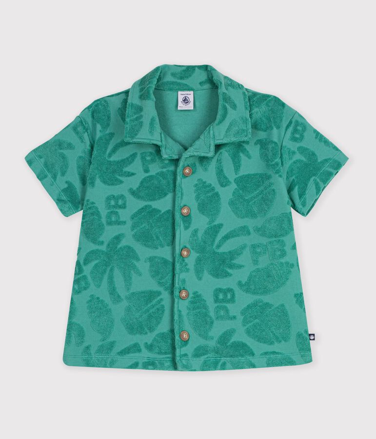 Chemise enfant en coton &agrave; manches courtes vert