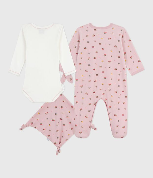 Cadeauset babypyjama van fluweel met bloemenprint multicouleur
