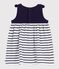 Robe b&eacute;b&eacute; en coton sans manches, ray&eacute;e bleu SOIR/ MARSHMALLOW
