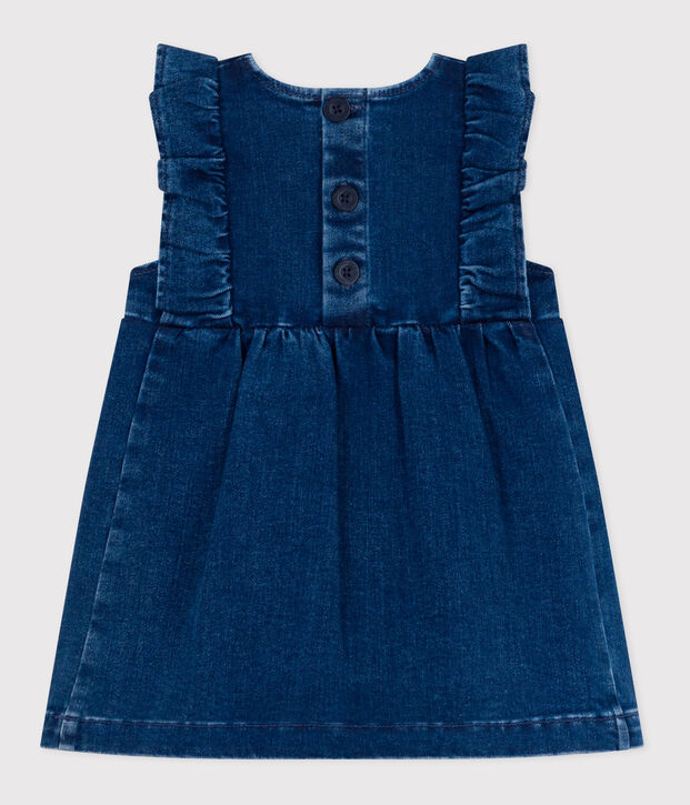 Jurk zonder mouwen in denim voor baby's blauw