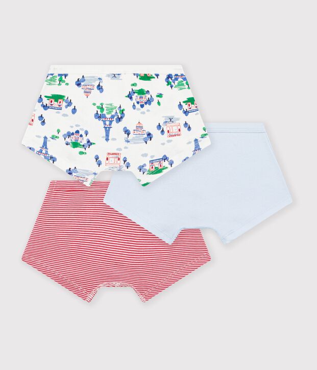 Lot de boxers ceinture collet&eacute;e enfant en coton imprim&eacute; multicouleur