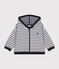 Sweater met kap voor baby's wit MARSHMALLOW/blauw SMOKING