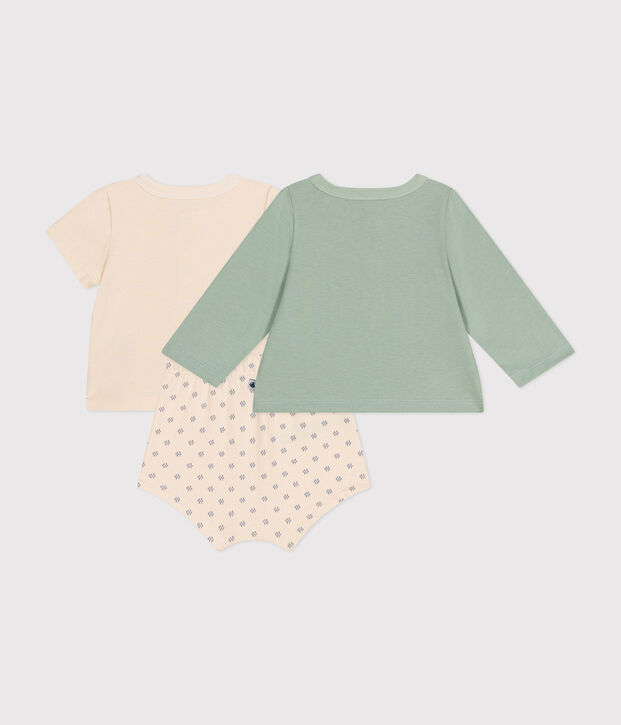Set van lichte jerseystof uit 3 delen voor baby's ecru/multicouleur