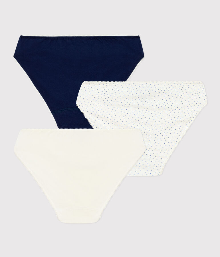 Set van 3 meisjesslips met stippen in katoen en elastaan multicouleur
