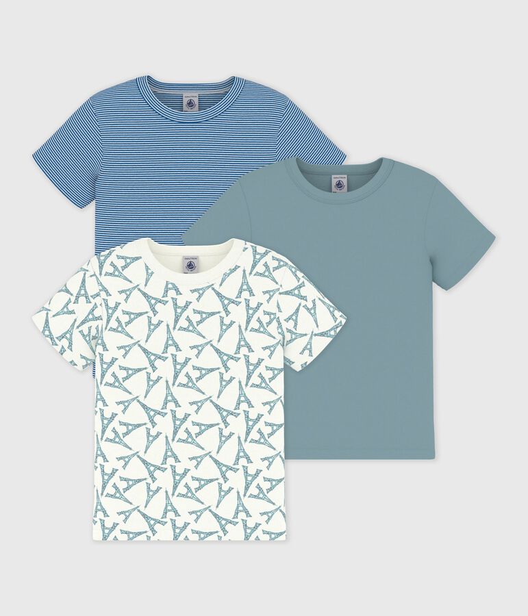 Setje van katoenen T-shirts met korte mouwen en Eiffeltorenprint voor kinderen multicouleur