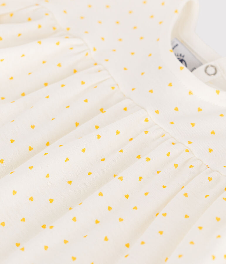Blouse b&eacute;b&eacute; en coton manches courtes, imprim&eacute;e mini c&oelig;ur blanc/jaune