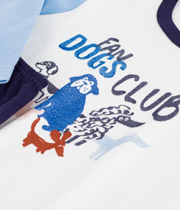 Pyjama enfant en coton motif chien bleu/multicouleur