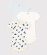 Lot de 3 bodies manches courtes cœurs bleus bébé en coton
