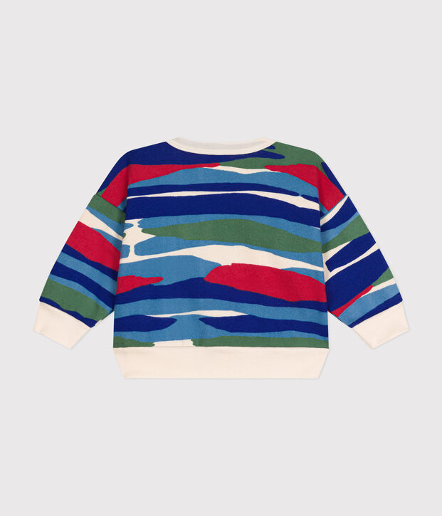 Sweatshirt en molleton b&eacute;b&eacute; &eacute;cru/bleu
