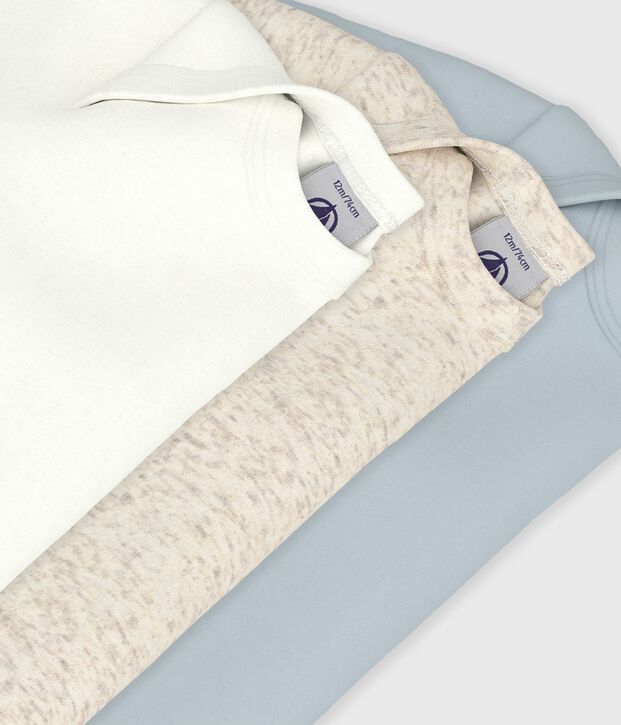 Set van 3 effen katoenen body's met lange mouwen multicouleur