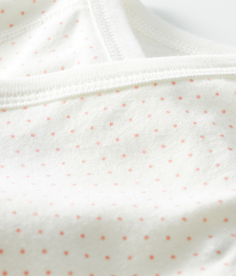 Rompertje pasgeborene met lange mouwen wit/roze