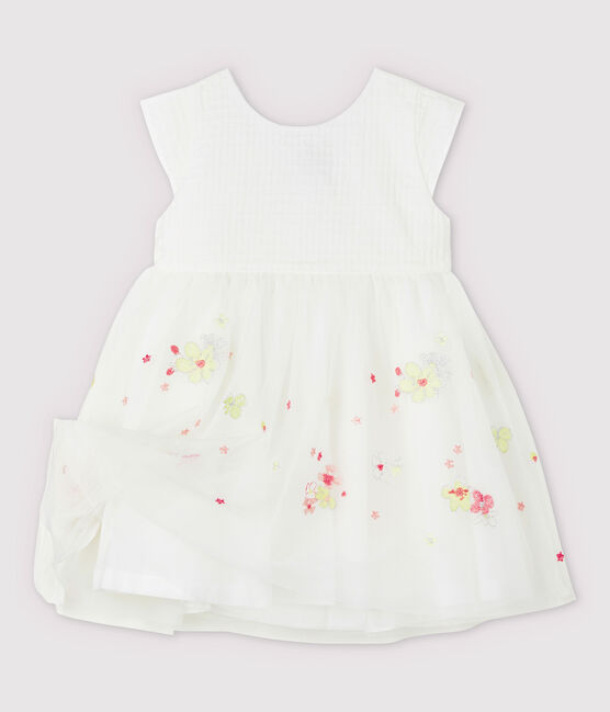 Robe de cérémonie avec du tulle brodé bébé fille blanc MARSHMALLOW/blanc MULTICO