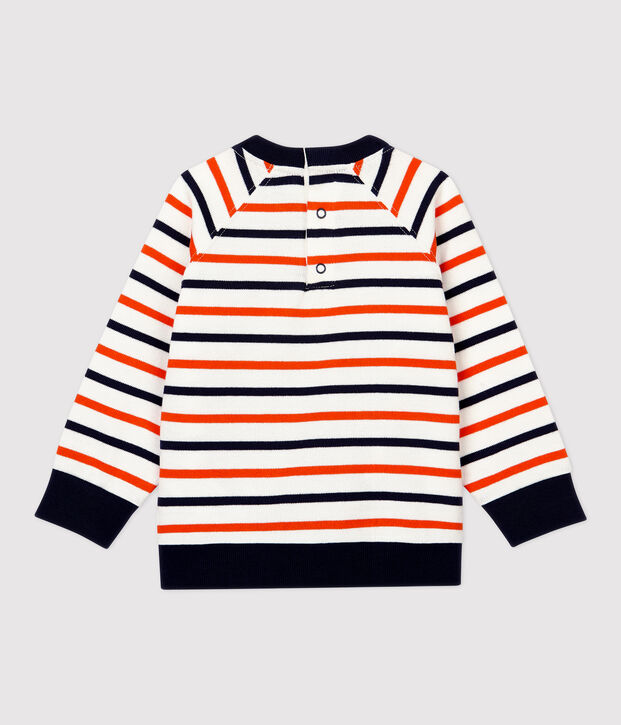 Sweatshirt van molton baby. wit/blauw/oranje