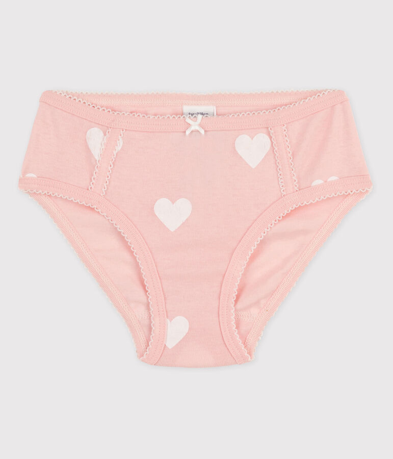 Culotte petite fille en coton rose/blanc